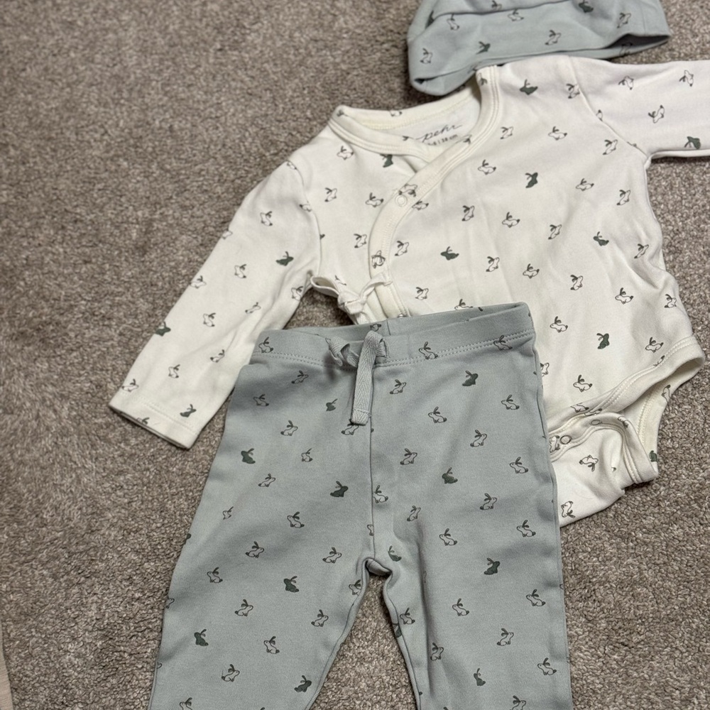 Pehr Hatchling Bunny Neutral 3 Piece Kimono Set